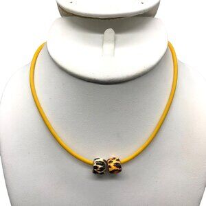 Bright Yellow Amore & Baci Silicone Choker or Bracelet with Animal Print Beads